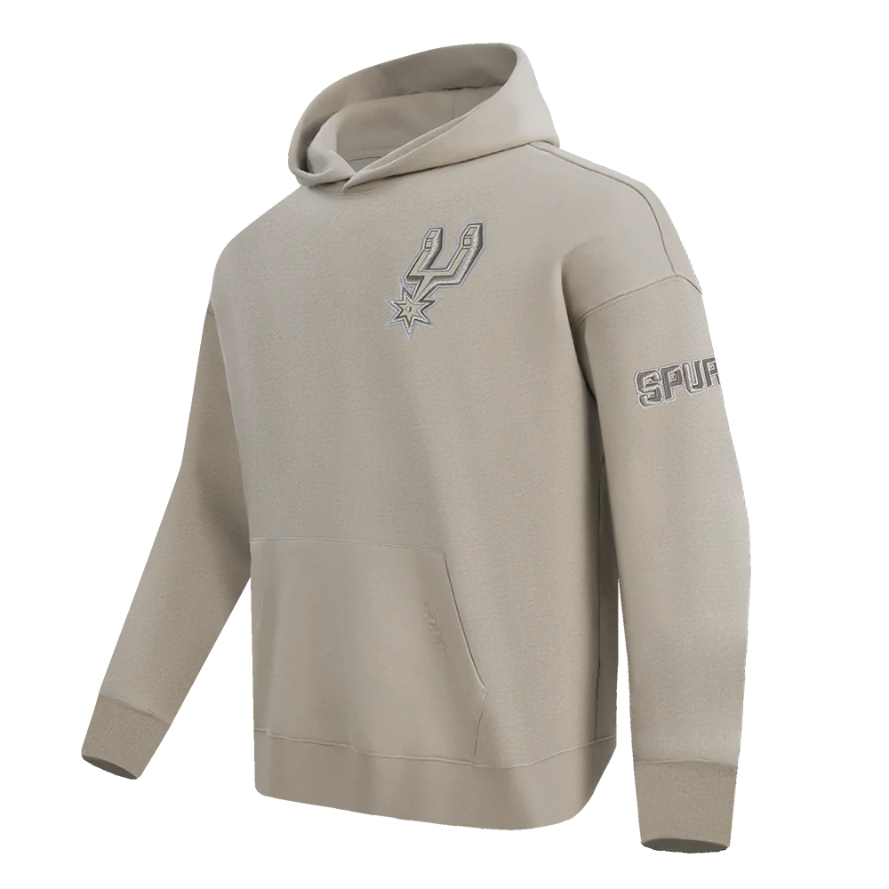 NBA SAN ANTONIO SPURS NEUTRAL MEN'S DROP SHOULDER PULLOVER HOODIE (TAUPE) - Image 4