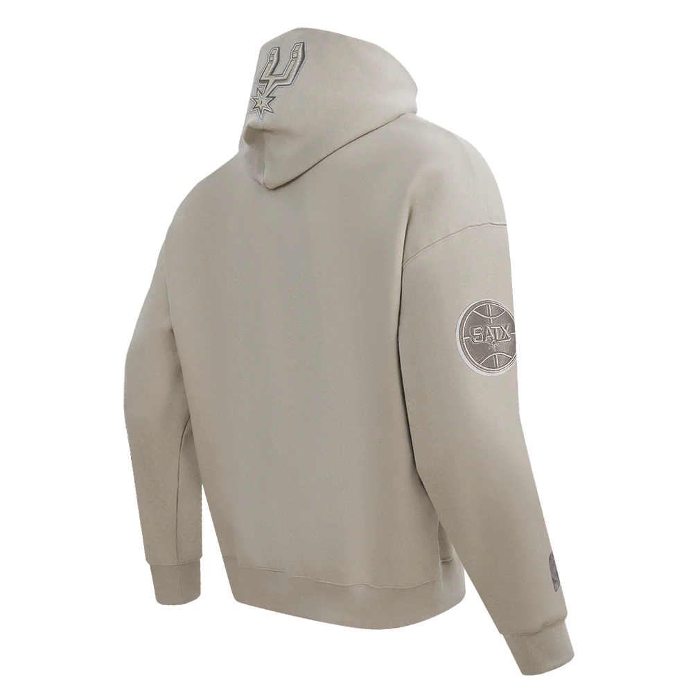 NBA SAN ANTONIO SPURS NEUTRAL MEN'S DROP SHOULDER PULLOVER HOODIE (TAUPE) - Image 6