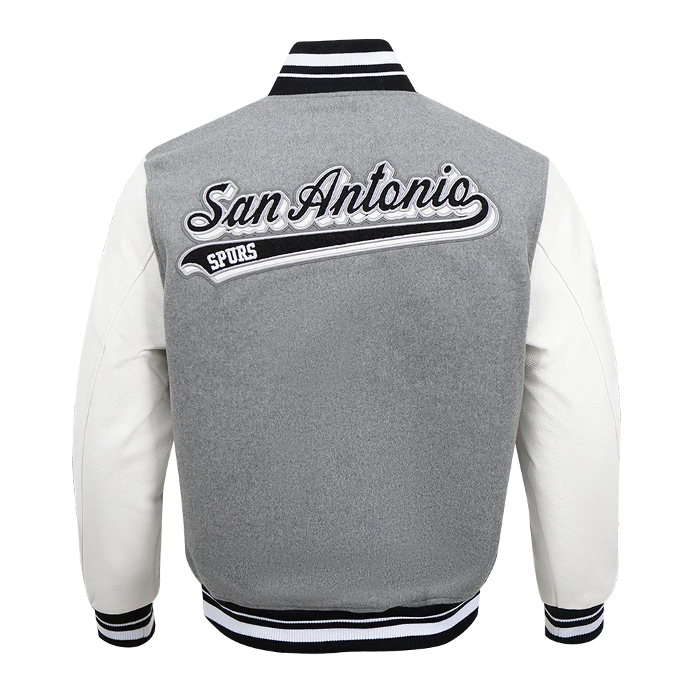 NBA SAN ANTONIO SPURS SCRIPT TAIL MEN'S RIB WOOL VARSITY (HEATHER GREY/WHITE/BLACK) - Image 3