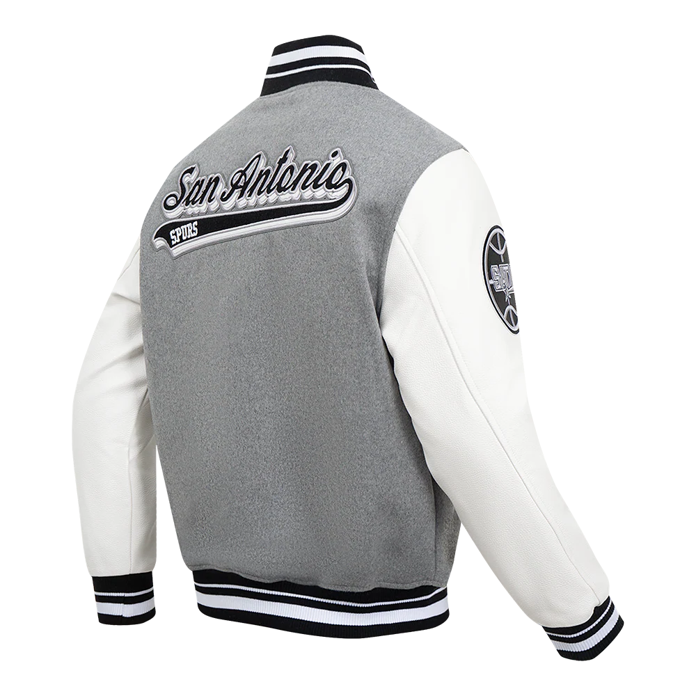NBA SAN ANTONIO SPURS SCRIPT TAIL MEN'S RIB WOOL VARSITY (HEATHER GREY/WHITE/BLACK) - Image 4