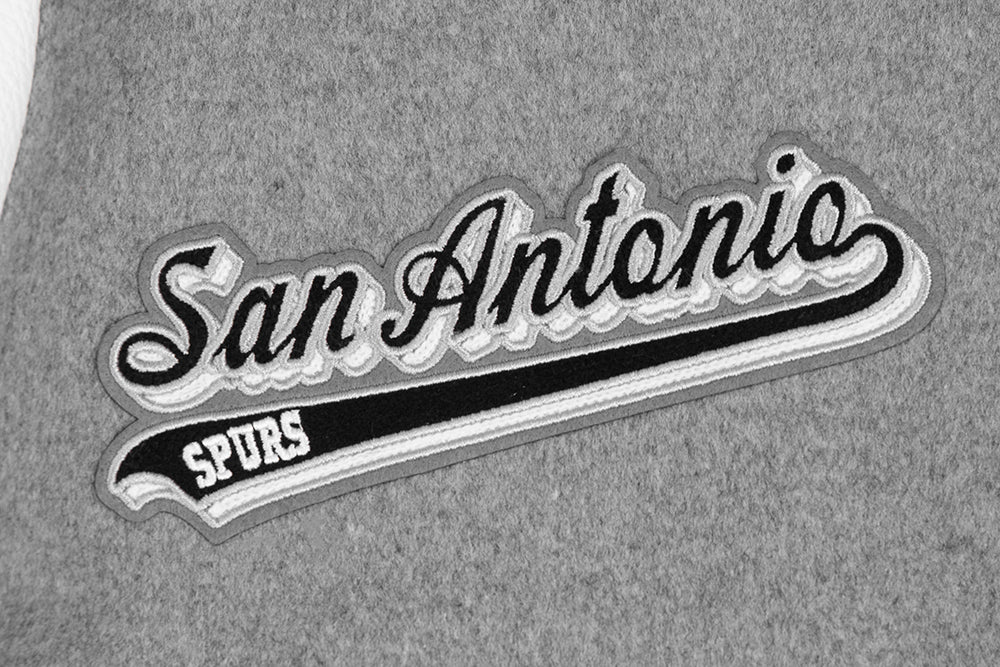NBA SAN ANTONIO SPURS SCRIPT TAIL MEN'S RIB WOOL VARSITY (HEATHER GREY/WHITE/BLACK) - Image 5