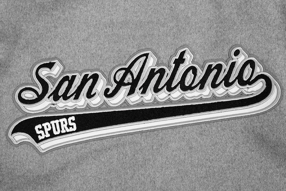 NBA SAN ANTONIO SPURS SCRIPT TAIL MEN'S RIB WOOL VARSITY (HEATHER GREY/WHITE/BLACK) - Image 9
