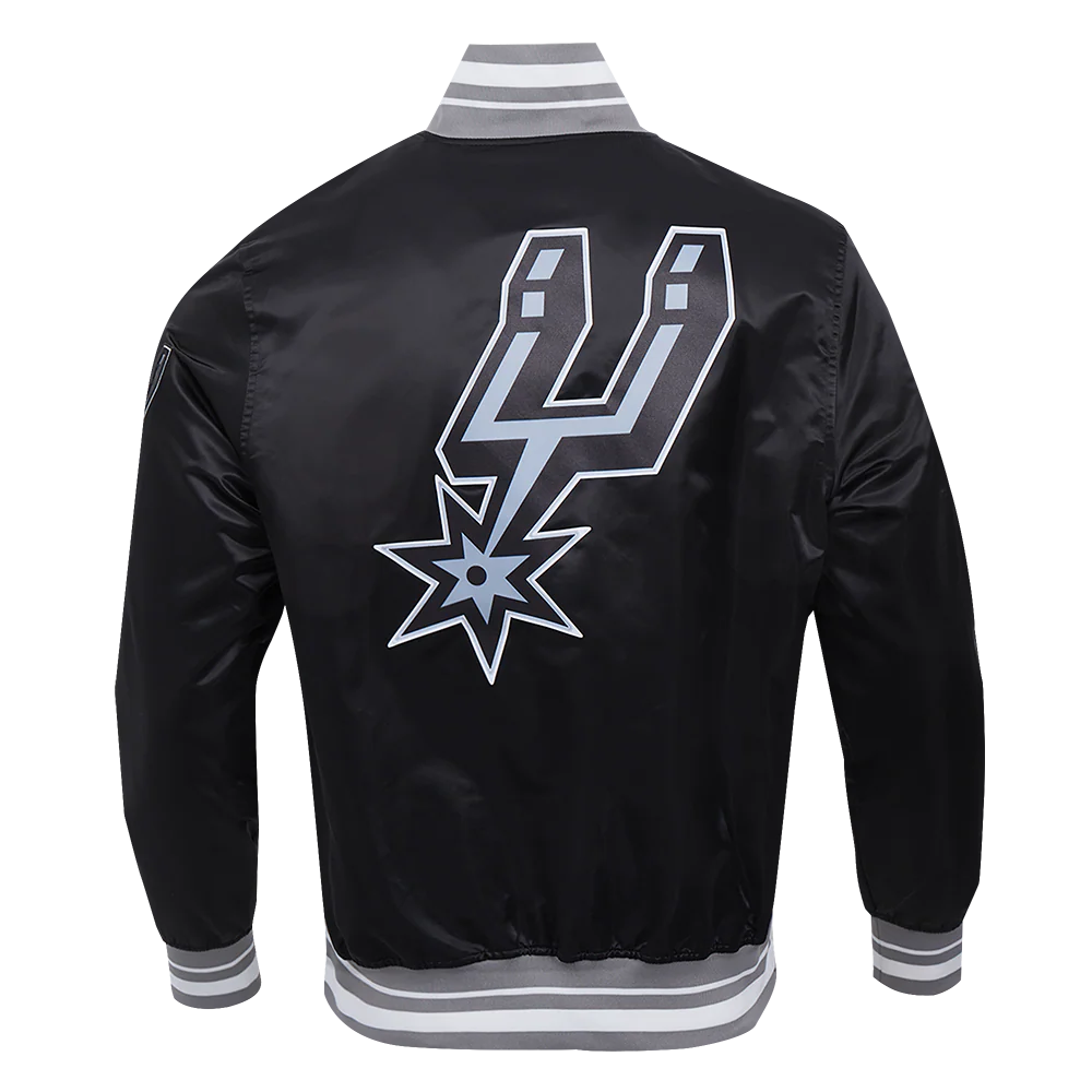 NBA SAN ANTONIO SPURS SCRIPT TAIL MEN'S SATIN JACKET (BLACK/GRAY) - Image 3