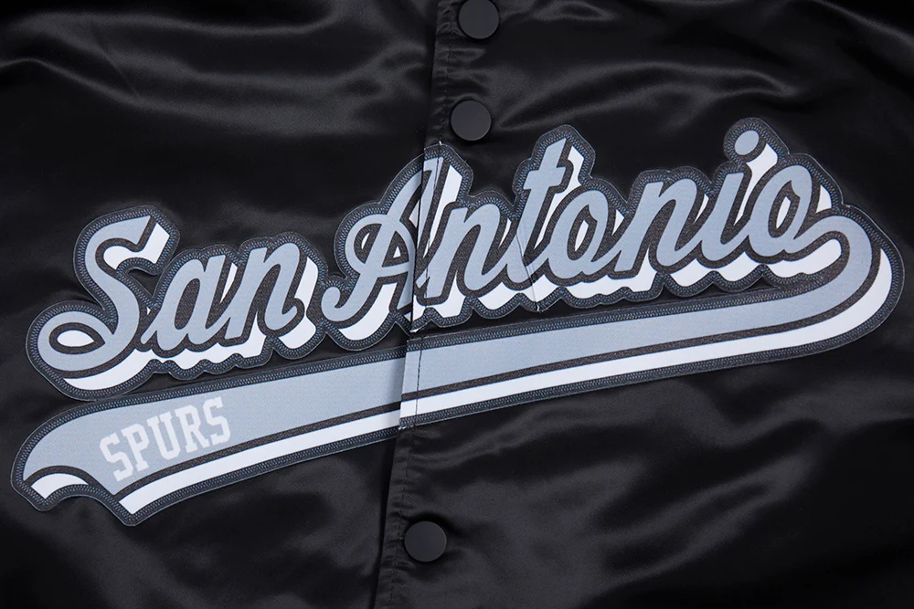 NBA SAN ANTONIO SPURS SCRIPT TAIL MEN'S SATIN JACKET (BLACK/GRAY) - Image 5