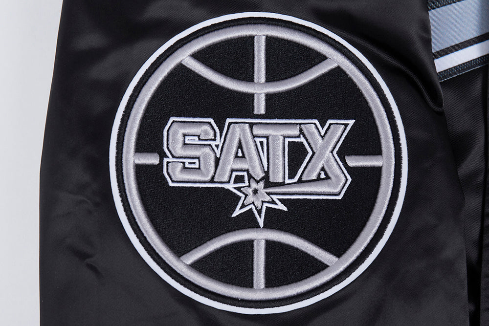 NBA SAN ANTONIO SPURS SCRIPT TAIL MEN'S SATIN JACKET (BLACK/GRAY) - Image 7