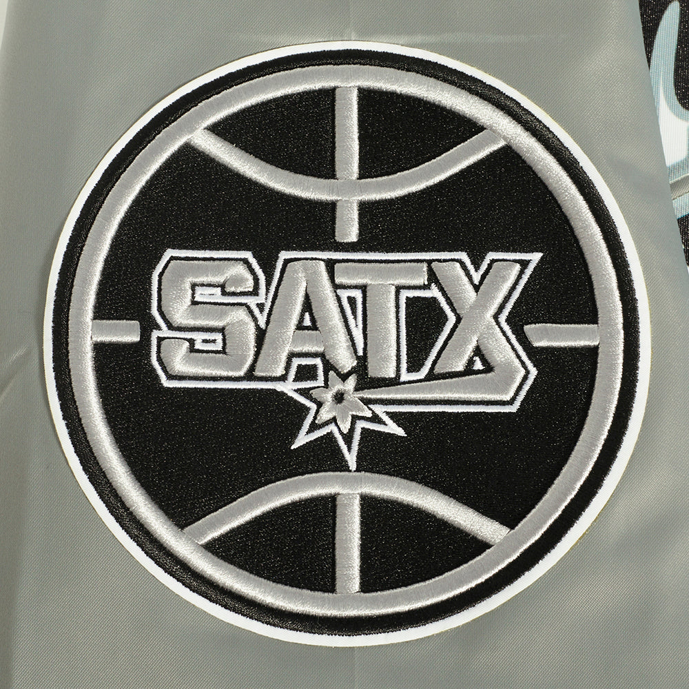 NBA SAN ANTONIO SPURS SCRIPT TAIL MEN'S SATIN JACKET (GRAY) - Image 6