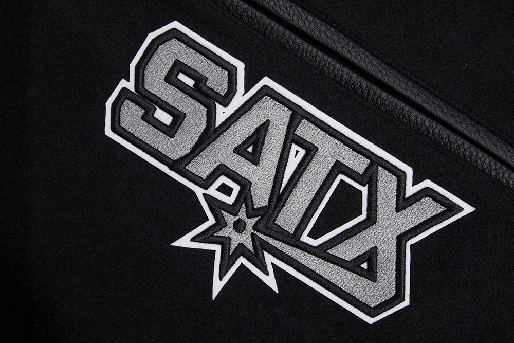NBA SAN ANTONIO SPURS MASHUP MEN'S RIB WOOL VARSITY JACKET (BLACK/GRAY) - Image 8
