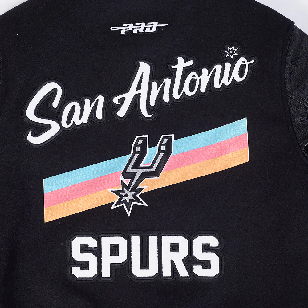 NBA SAN ANTONIO SPURS CITY EDITION 25-26 MEN'S RIB WOOL VARSITY JACKET (BLACK) - Image 10