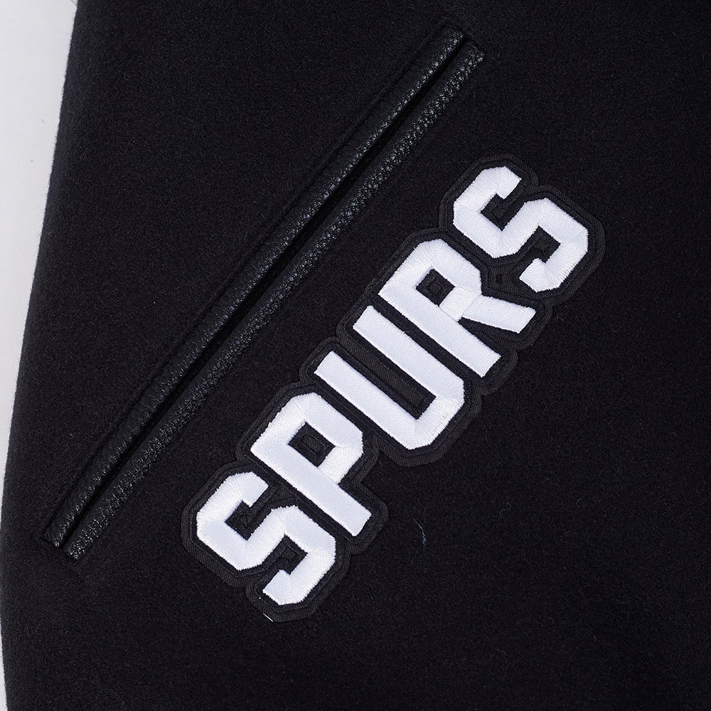 NBA SAN ANTONIO SPURS CITY EDITION 25-26 MEN'S RIB WOOL VARSITY JACKET (BLACK) - Image 7