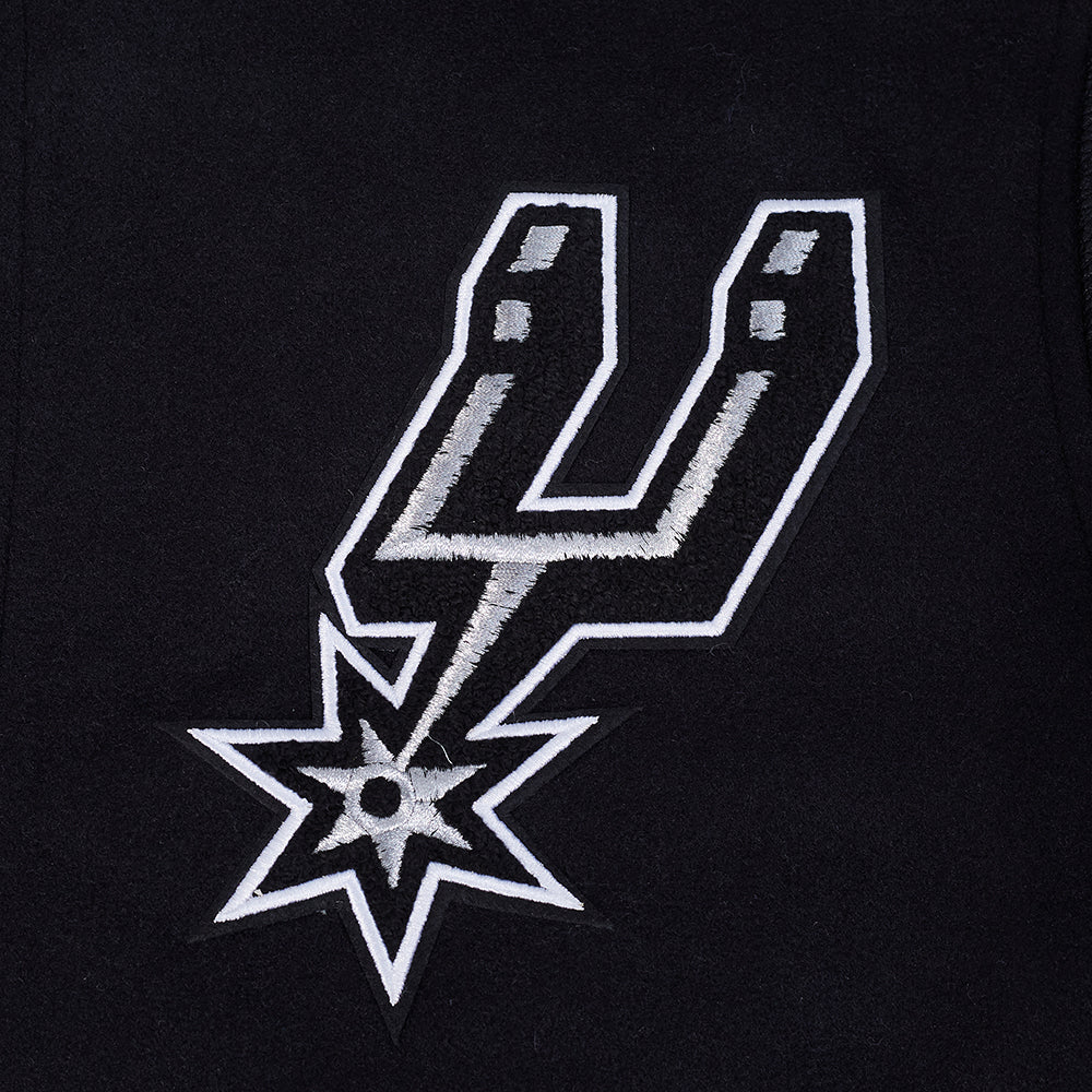 NBA SAN ANTONIO SPURS CITY EDITION 25-26 MEN'S RIB WOOL VARSITY JACKET (BLACK) - Image 9