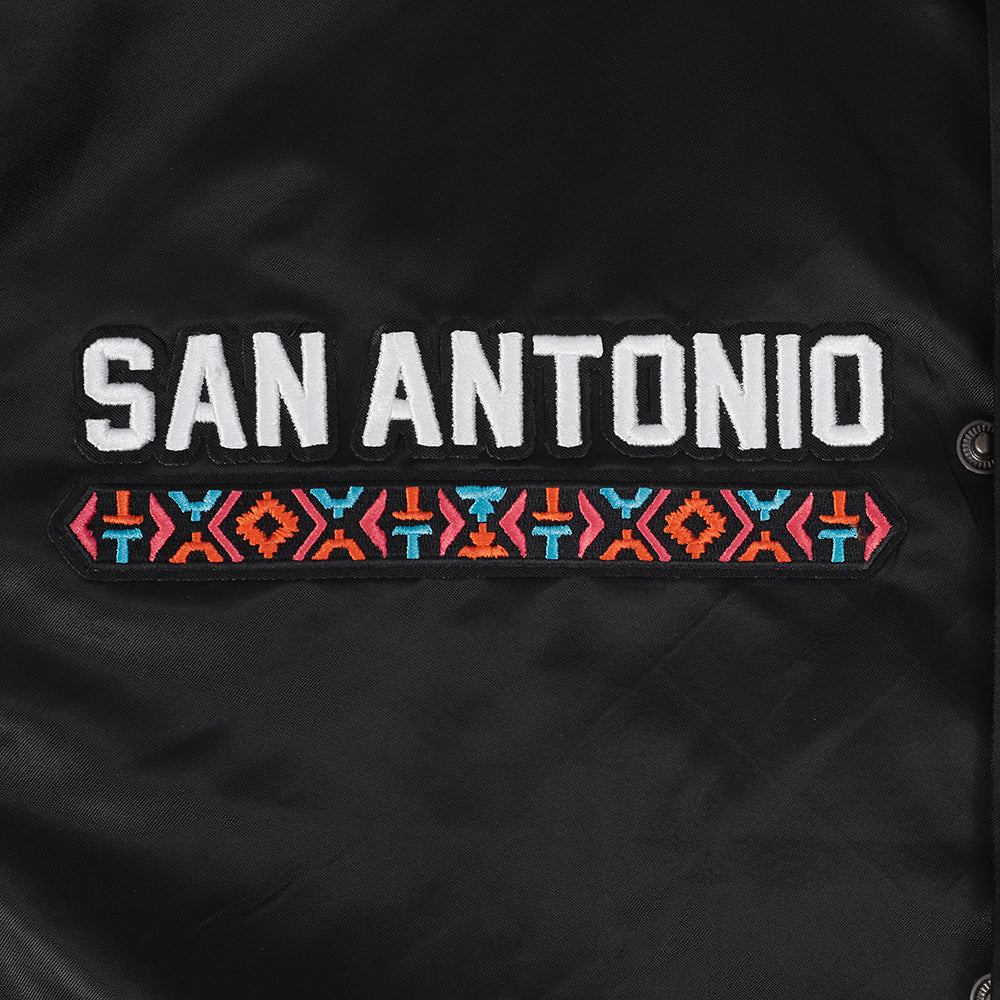 NBA SAN ANTONIO SPURS CITY EDITION 25-26 MEN'S PRO SATIN YD RIB JACKET (BLACK) - Image 10