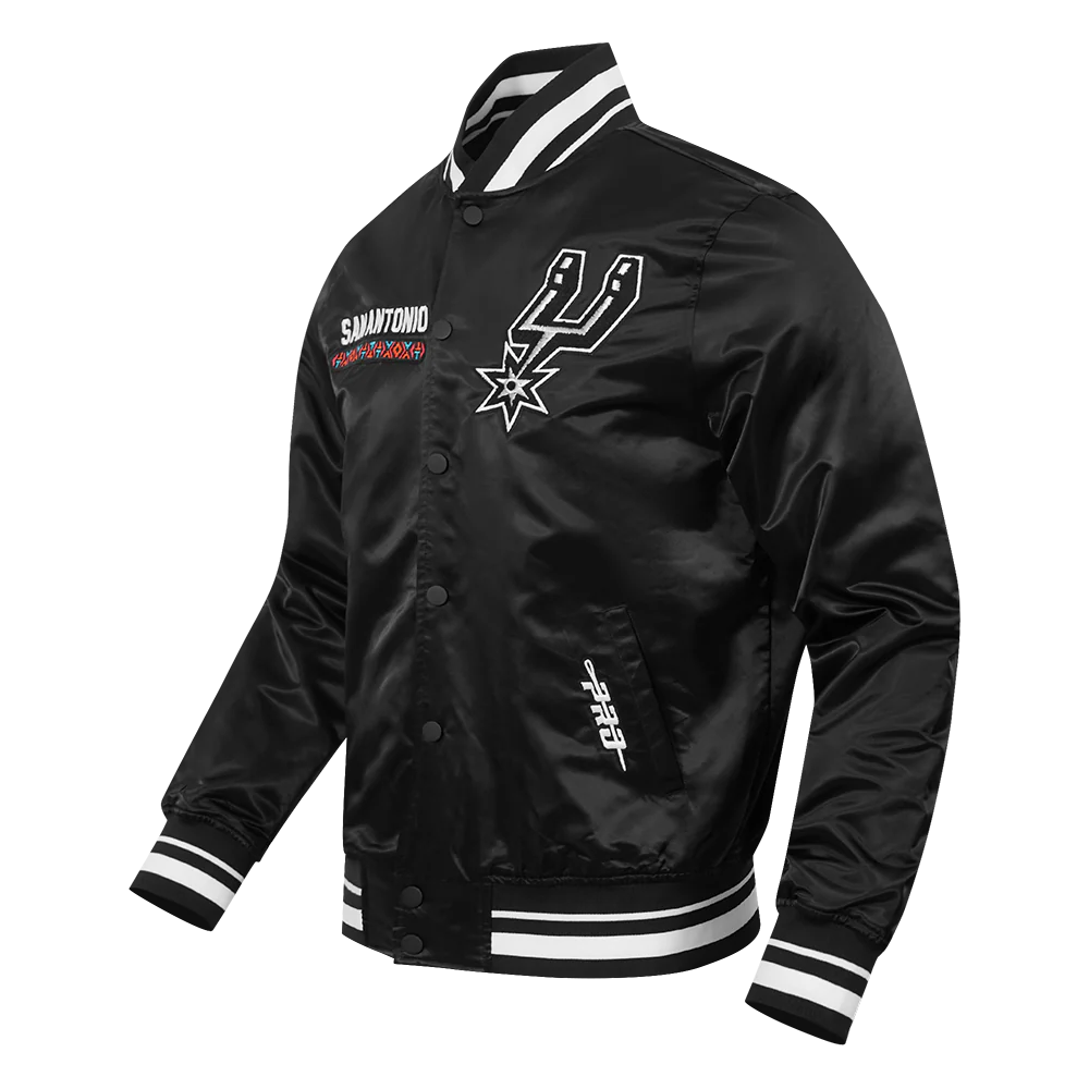 NBA SAN ANTONIO SPURS CITY EDITION 25-26 MEN'S PRO SATIN YD RIB JACKET (BLACK) - Image 5