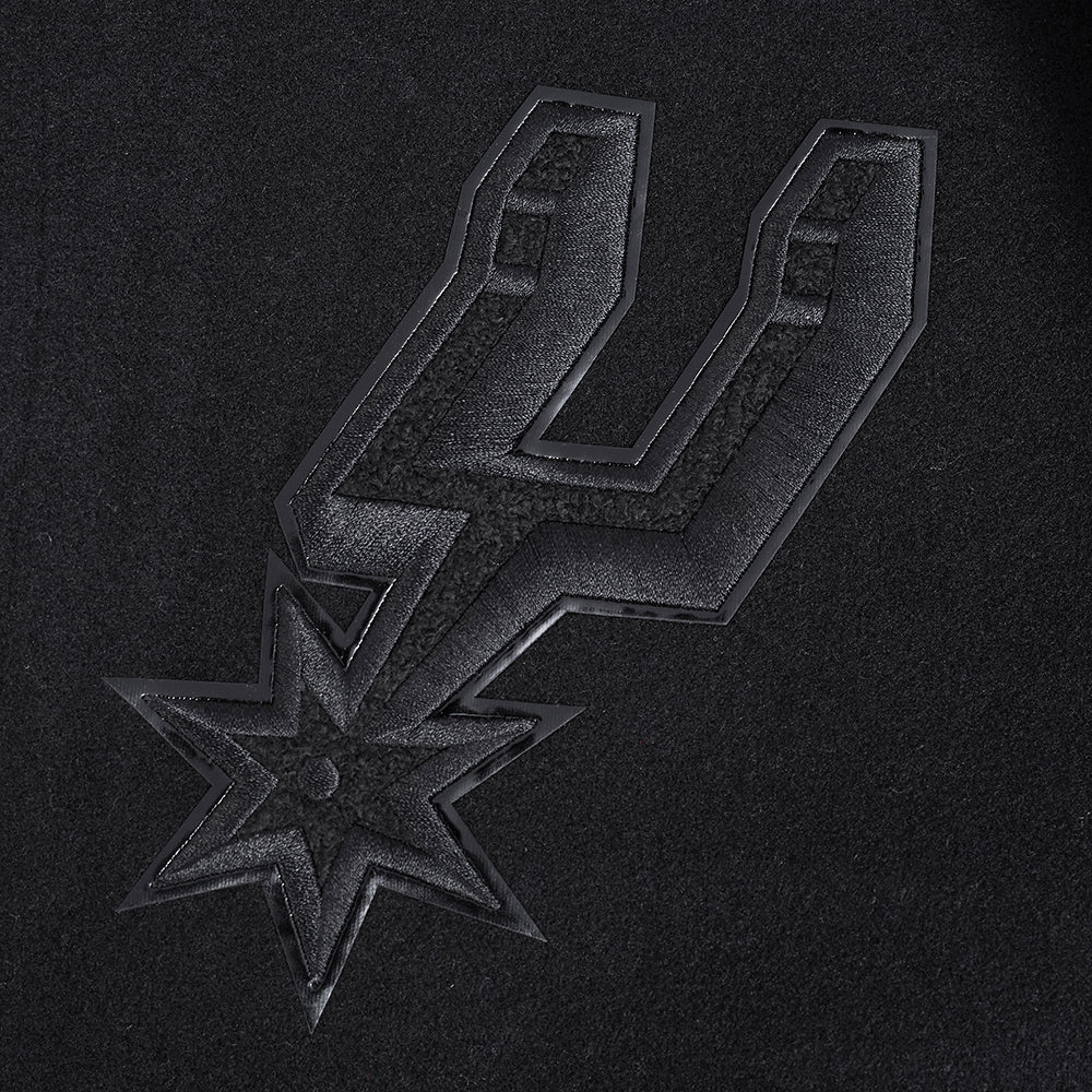 NBA SAN ANTONIO SPURS TRIPLE BLACK MEN'S WOOL VARSITY JACKET (TRIPLE BLACK MEN'S) - Image 11
