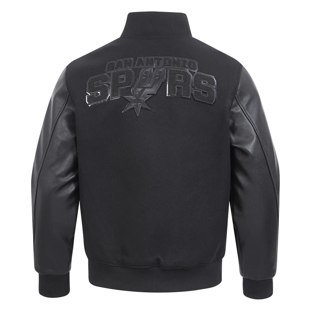 NBA SAN ANTONIO SPURS TRIPLE BLACK MEN'S WOOL VARSITY JACKET (TRIPLE BLACK MEN'S) - Image 5