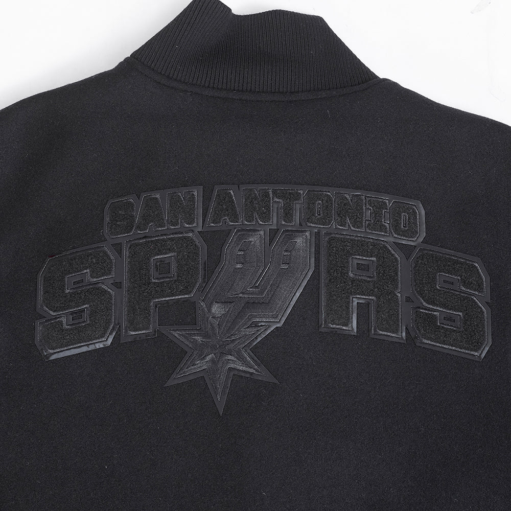 NBA SAN ANTONIO SPURS TRIPLE BLACK MEN'S WOOL VARSITY JACKET (TRIPLE BLACK MEN'S) - Image 8