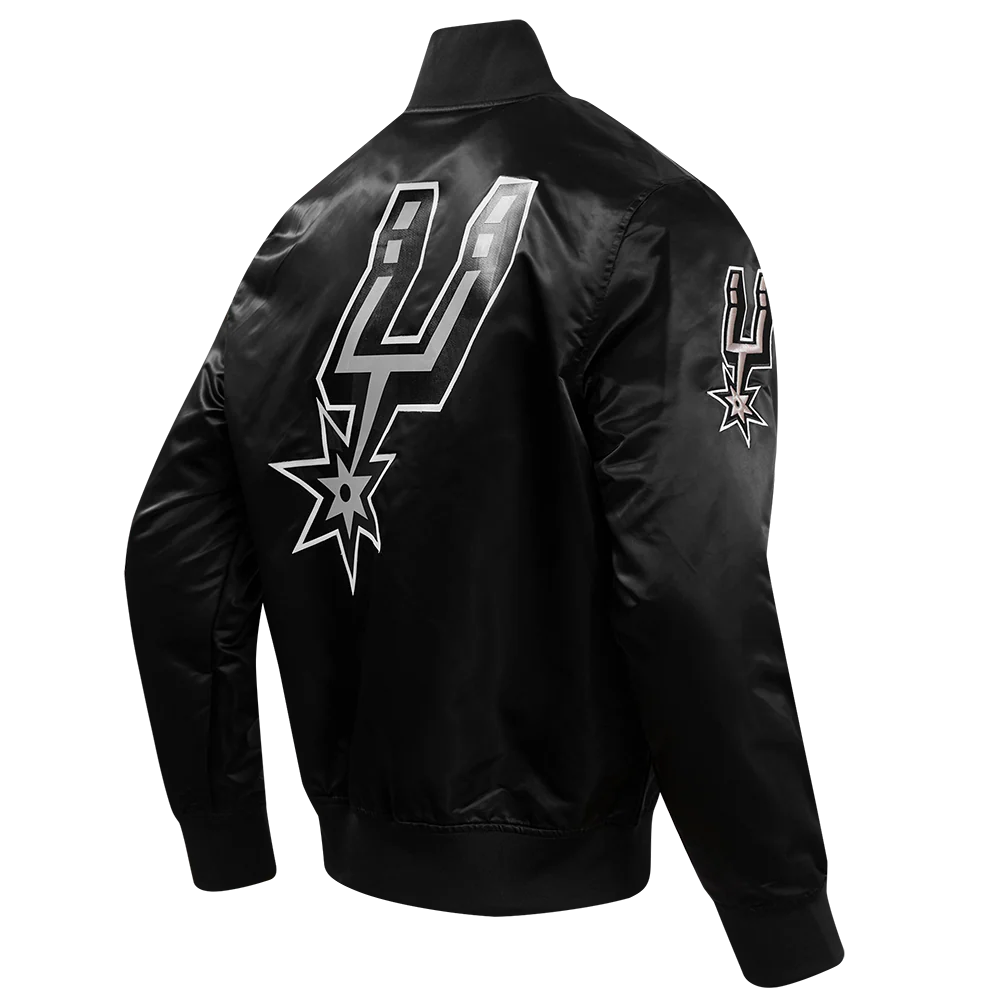 NBA SAN ANTONIO SPURS BIG LOGO MEN'S SATIN JACKET (BLACK) - Image 8