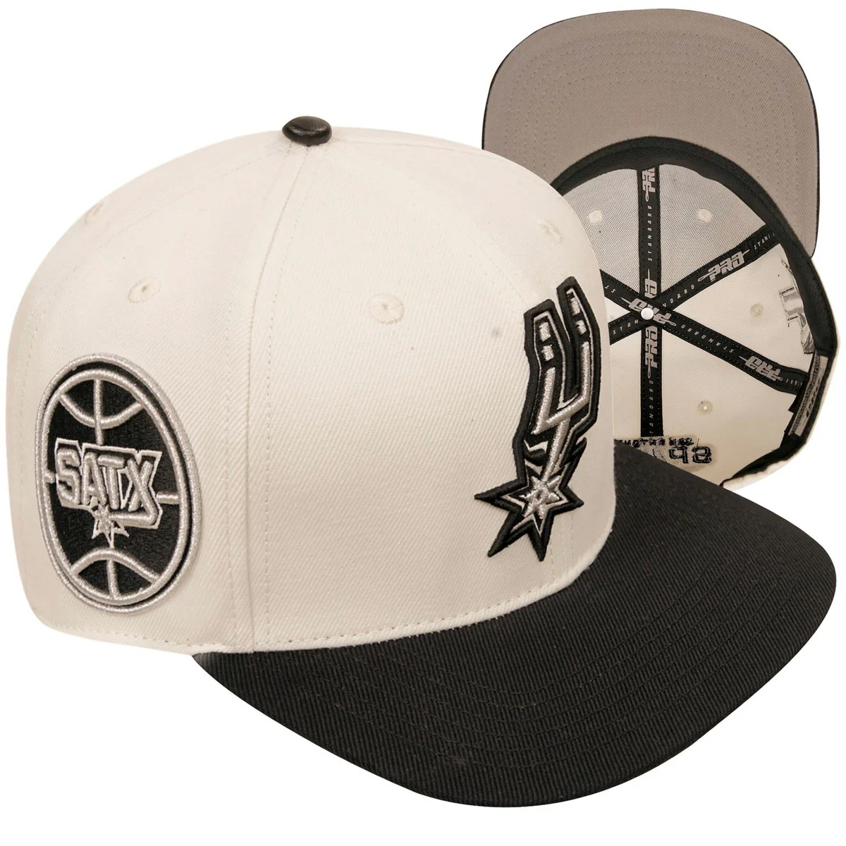 NBA SAN ANTONIO SPURS RETRO CLASSIC UNISEX PRIMARY LOGO WOOL SNAPBACK (EGGSHELL/ BLACK) - Image 3