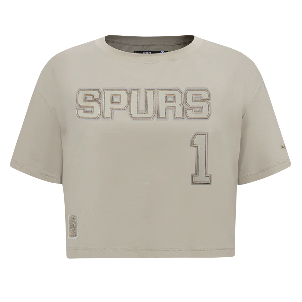 NBA SAN ANTONIO SPURS VICTOR WEMBANYAMA #1 NEUTRAL WOMEN'S SJ BOXY TEE (TAUPE) - Image 3