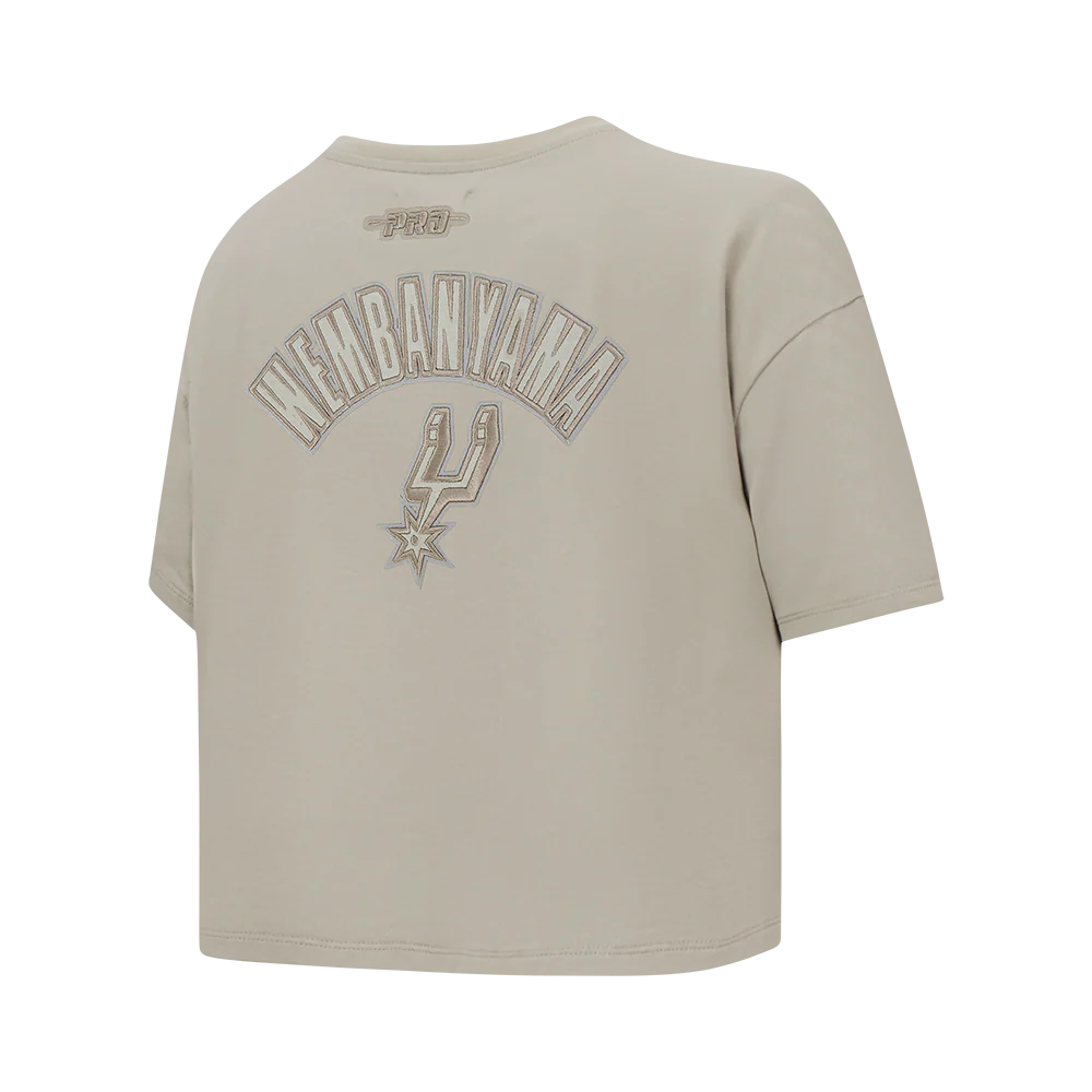 NBA SAN ANTONIO SPURS VICTOR WEMBANYAMA #1 NEUTRAL WOMEN'S SJ BOXY TEE (TAUPE) - Image 6