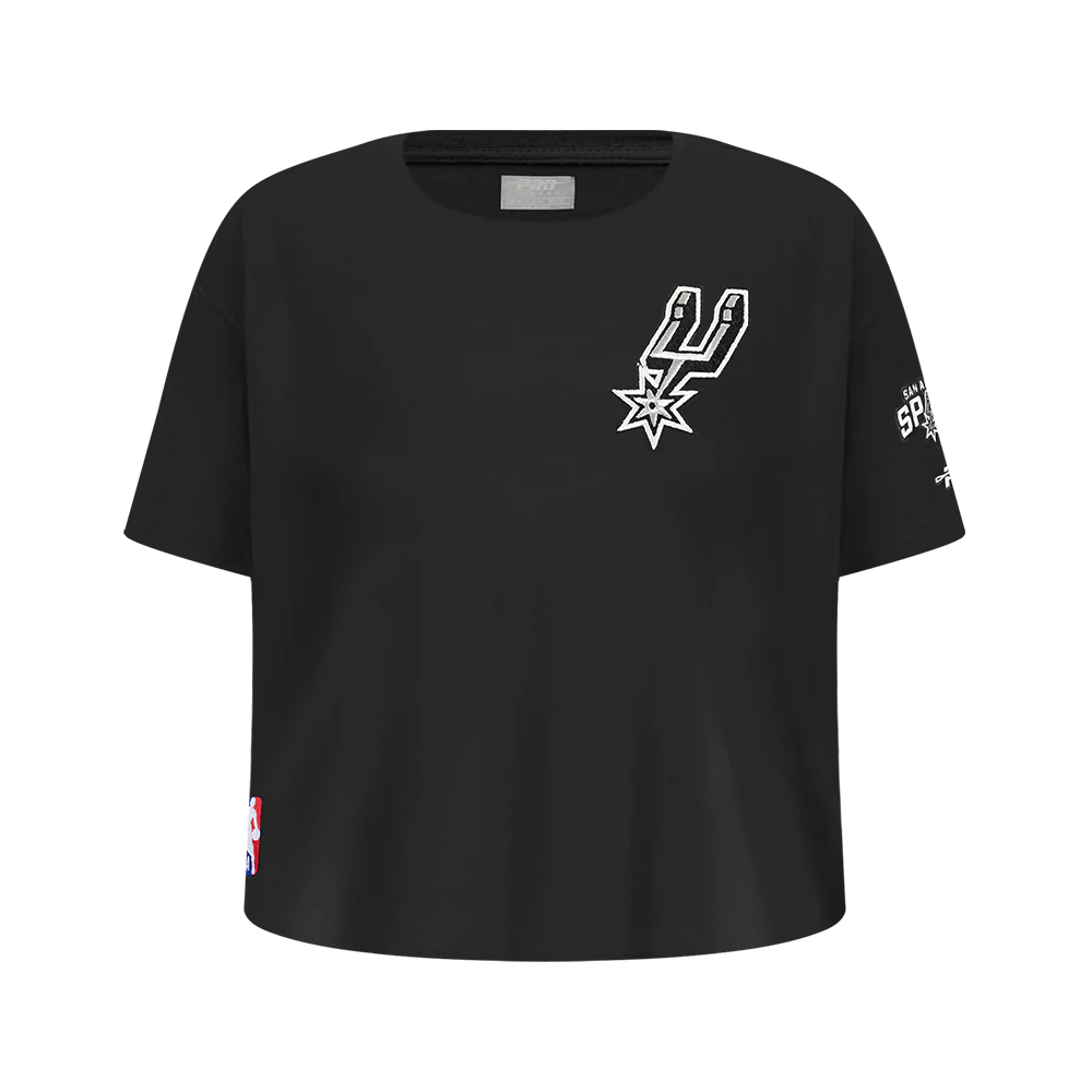 NBA SAN ANTONIO SPURS CLASSIC BIG GIRLS SHORT SLEEVE BOXY TEE (BLACK)