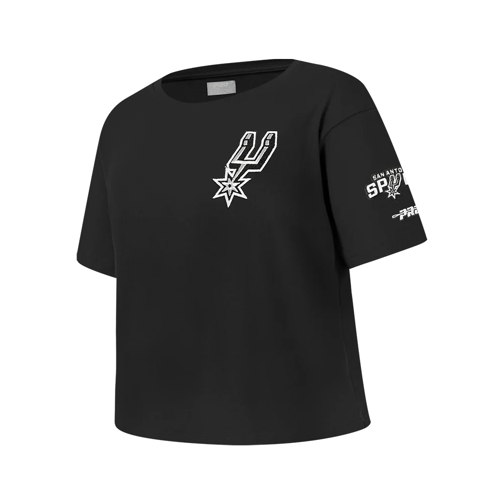 NBA SAN ANTONIO SPURS CLASSIC BIG GIRLS SHORT SLEEVE BOXY TEE (BLACK) - Image 2