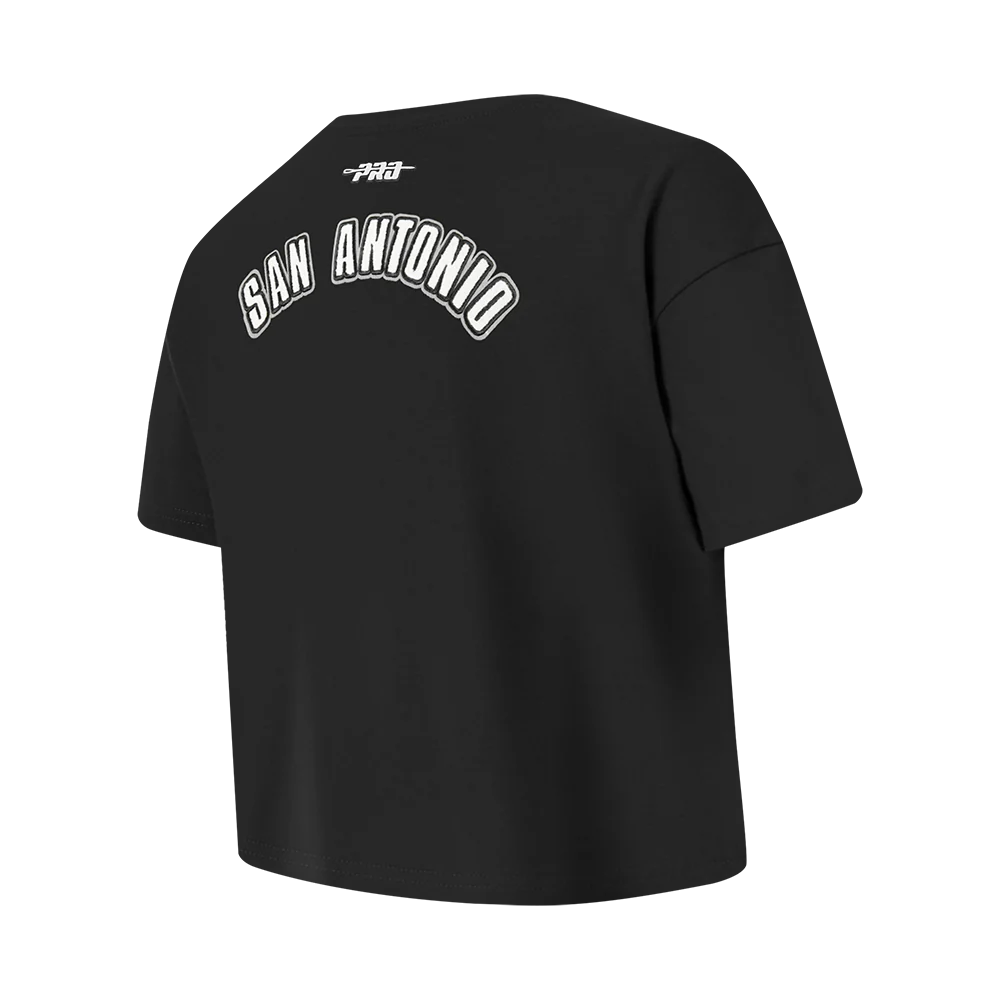 NBA SAN ANTONIO SPURS CLASSIC BIG GIRLS SHORT SLEEVE BOXY TEE (BLACK) - Image 4