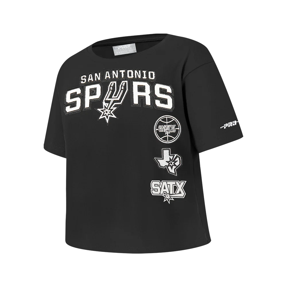 NBA SAN ANTONIO SPURS RETRO CLASSIC BIG GIRLS SHORT SLEEVE BOXY TEE (BLACK) - Image 2