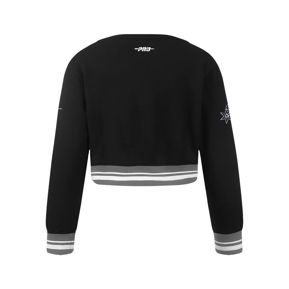 NBA SAN ANTONIO SPURS RETRO CLASSIC BIG GIRLS RIB FLEECE CREWNECK (BLACK/GRAY) - Image 3