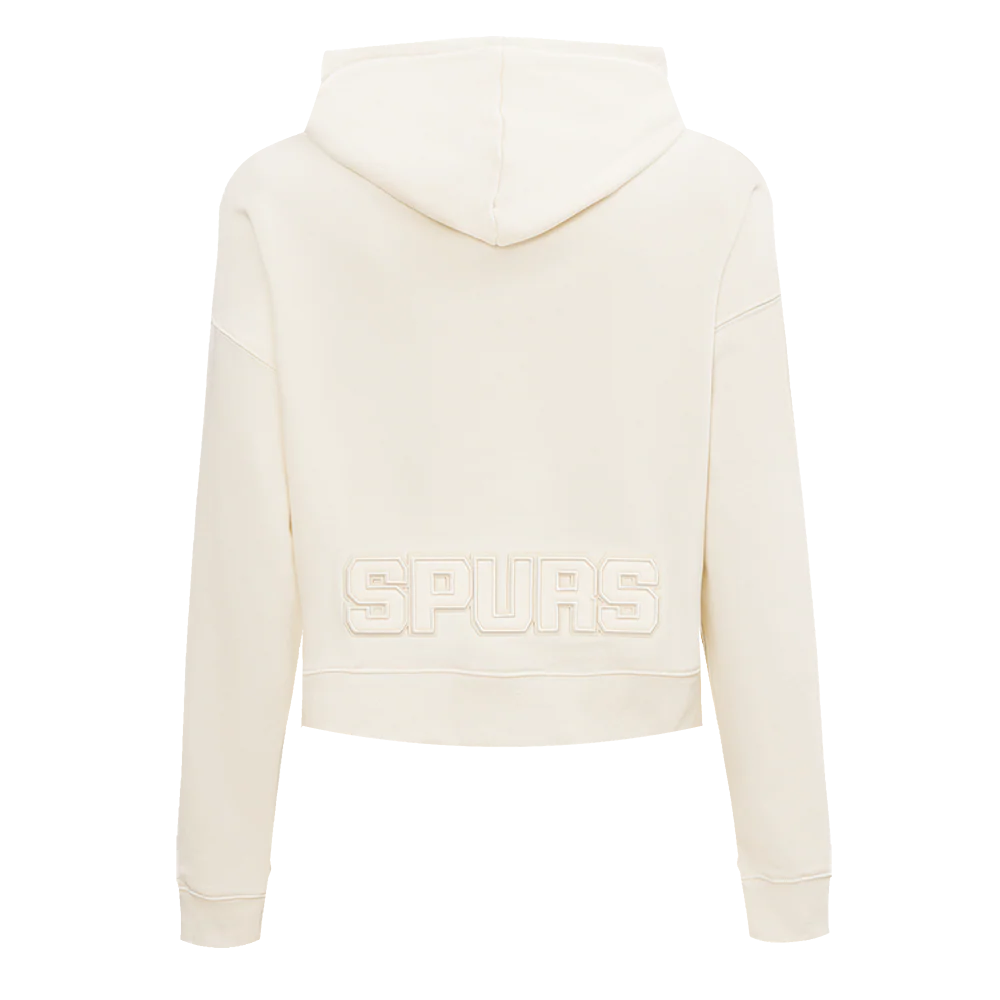 NBA SAN ANTONIO SPURS NEUTRAL WOMEN'S CROPPED PULLOVER HOODIE (EGGSHELL) - Image 3