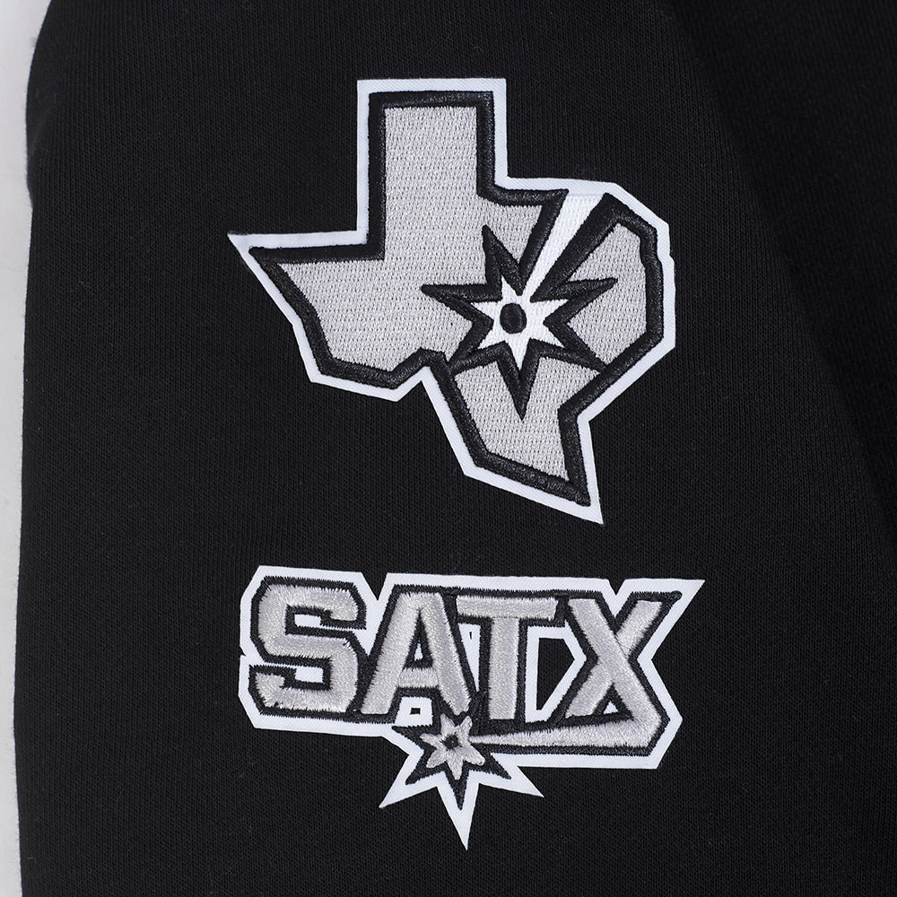 NBA SAN ANTONIO SPURS RETRO CLASSIC WOMEN'S RIB CROPPED PULLOVER HOODIE (BLACK/GRAY) - Image 6