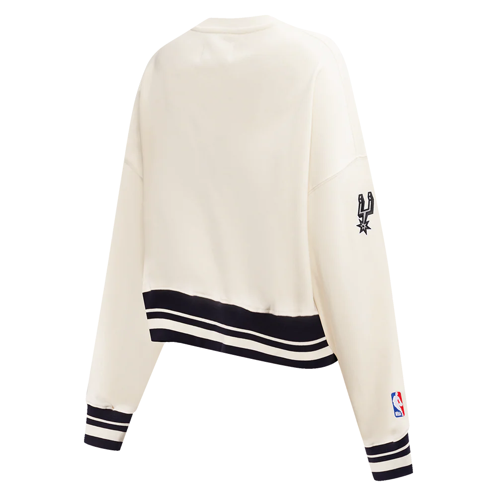 NBA SAN ANTONIO SPURS RETRO CLASSIC WOMEN'S RIB CREWNECK (EGGSHELL/ BLACK) - Image 6
