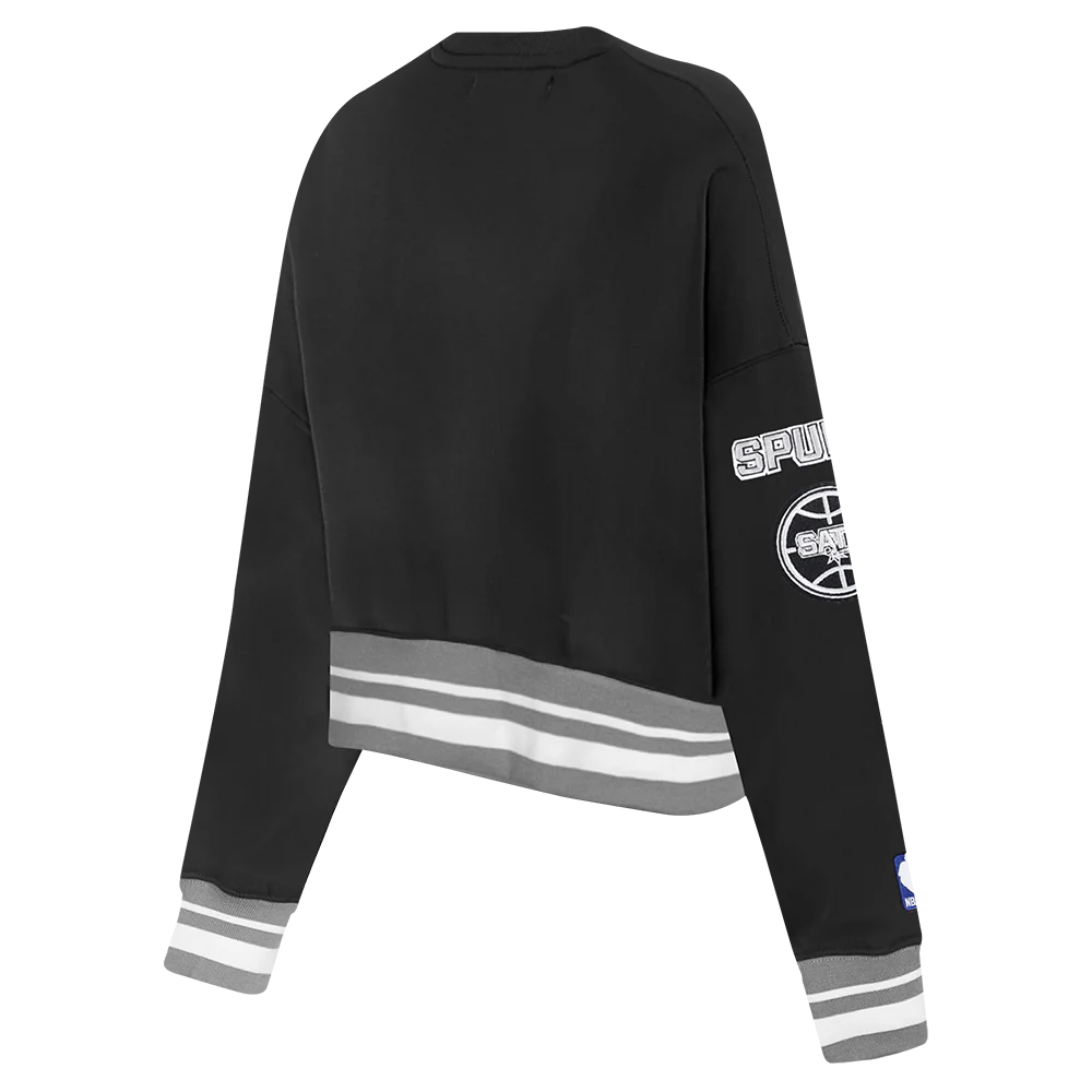 NBA SAN ANTONIO SPURS MASHUP WOMEN'S RIB CREWNECK (BLACK/GRAY) - Image 4