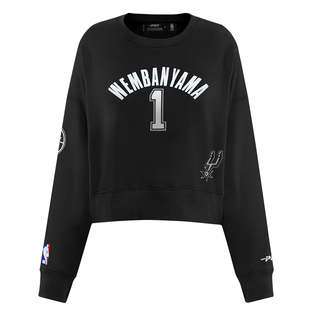 NBA SAN ANTONIO SPURS VICTOR WEMBANYAMA #1 CLASSIC PLAYER NAME AND NUMBER WOMEN'S FLC CREWNECK - Image 3