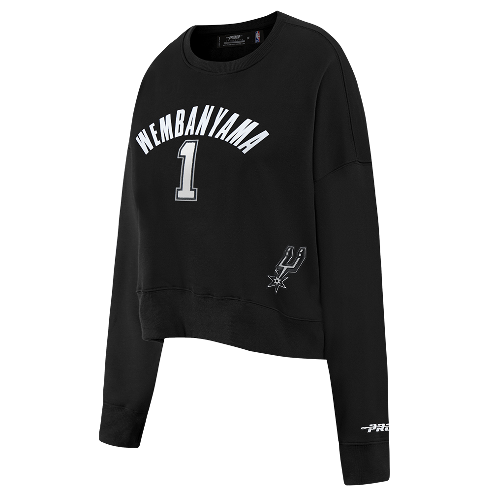 NBA SAN ANTONIO SPURS VICTOR WEMBANYAMA #1 CLASSIC PLAYER NAME AND NUMBER WOMEN'S FLC CREWNECK - Image 4