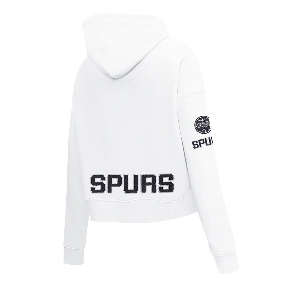 NBA SAN ANTONIO SPURS CLASSIC WOMEN'S FLC CROPPED PO HOODIE (WHITE) - Image 4