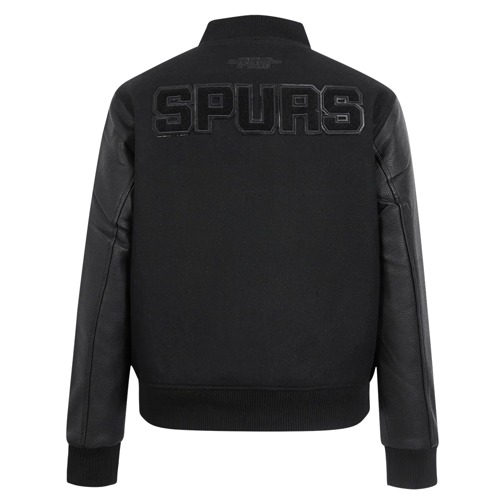 NBA SAN ANTONIO SPURS TRIPLE BLACK WOMEN'S WOOL VARSITY JACKET (TRIPLE BLACK WOMEN'S) - Image 3