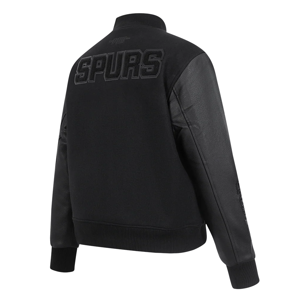 NBA SAN ANTONIO SPURS TRIPLE BLACK WOMEN'S WOOL VARSITY JACKET (TRIPLE BLACK WOMEN'S) - Image 4