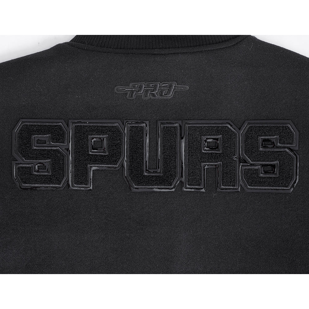 NBA SAN ANTONIO SPURS TRIPLE BLACK WOMEN'S WOOL VARSITY JACKET (TRIPLE BLACK WOMEN'S) - Image 7