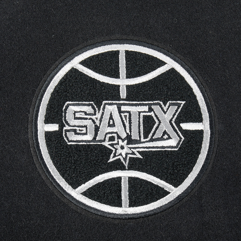 NBA SAN ANTONIO SPURS RETRO CLASSIC WOMEN'S RIB WOOL VARSITY JACKET (BLACK/GRAY) - Image 6
