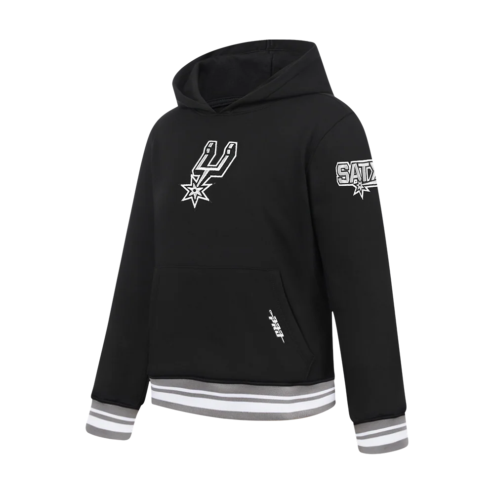 NBA SAN ANTONIO SPURS RETRO CLASSIC LITTLE BOYS RIB FLEECE PULLOVER HOODIE (BLACK/GRAY) - Image 2