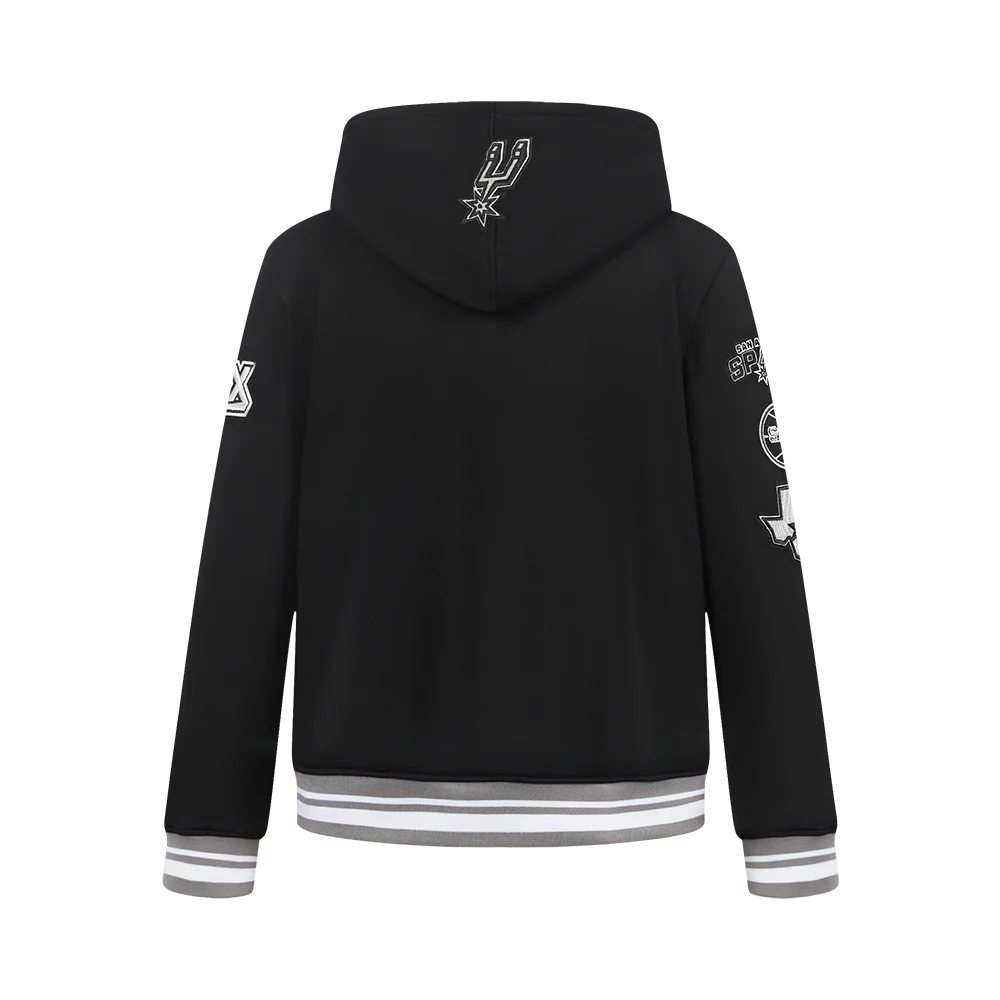 NBA SAN ANTONIO SPURS RETRO CLASSIC LITTLE BOYS RIB FLEECE PULLOVER HOODIE (BLACK/GRAY) - Image 3