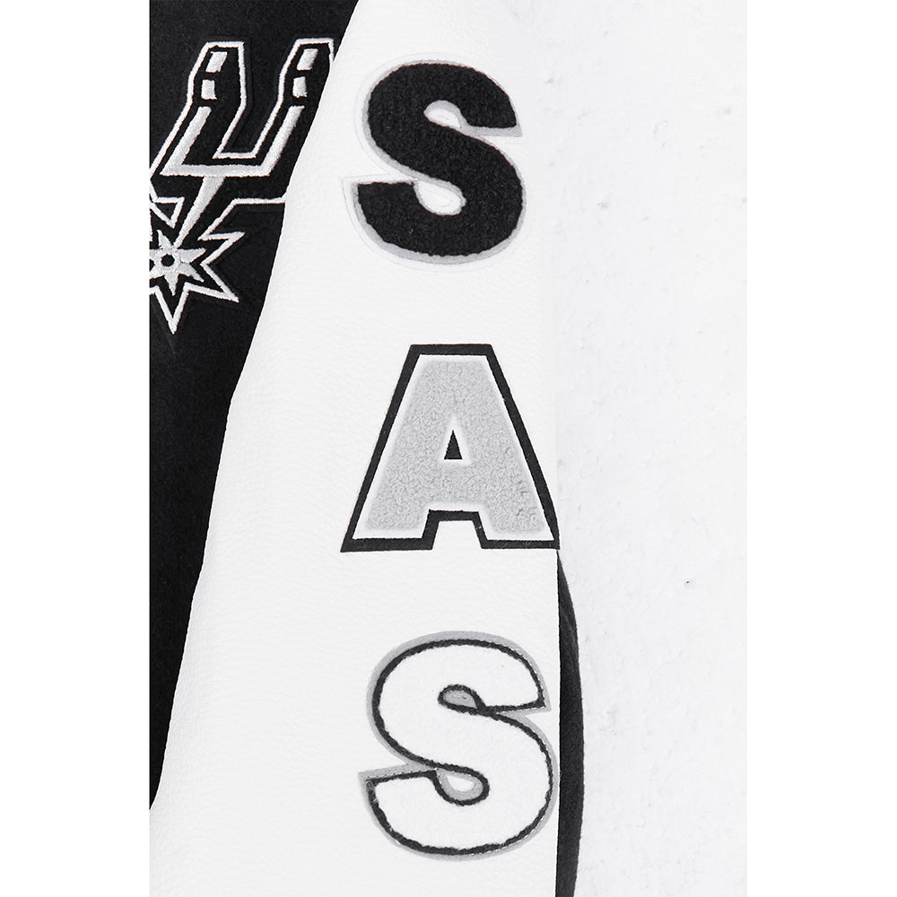 NBA SAN ANTONIO SPURS CLASSIC LITTLE BOYS WOOL VARSITY JACKET (BLACK/WHITE) - Image 8