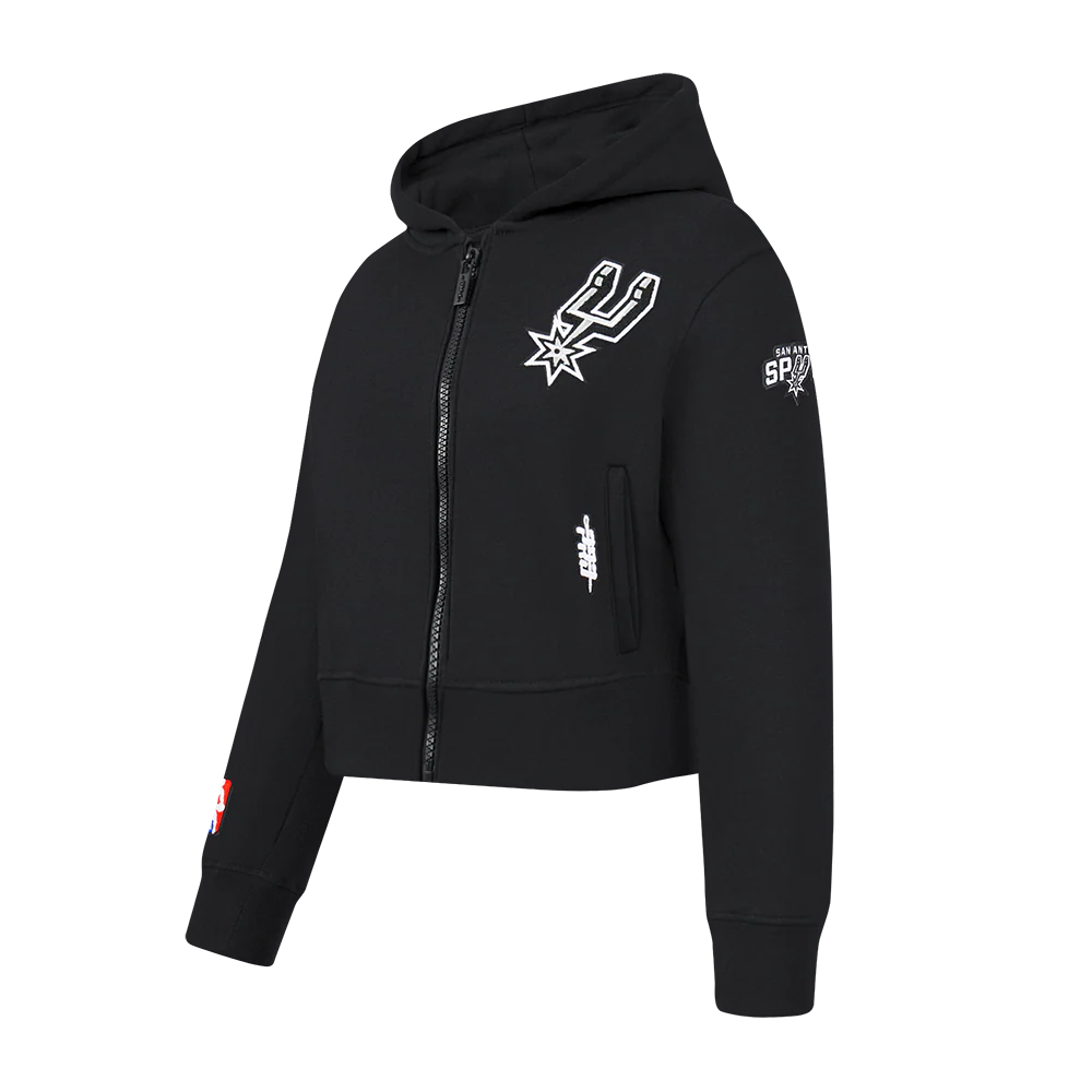 NBA SAN ANTONIO SPURS CLASSIC LITTLE GIRLS  FLEECE FULL ZIP HOODIE (BLACK) - Image 2