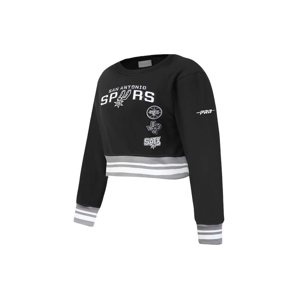NBA SAN ANTONIO SPURS RETRO CLASSIC LITTLE GIRLS  RIB FLEECE CREWNECK (BLACK/GRAY) - Image 2