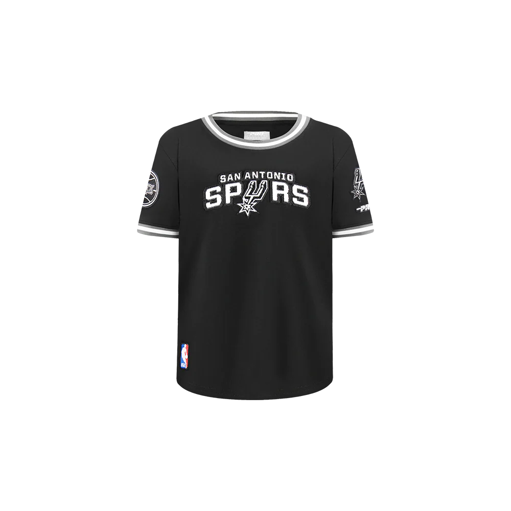 NBA SAN ANTONIO SPURS CLASSIC TODDLER BOYS SHORT SLEEVE STRIPED RIB TEE (BLACK/GRAY)