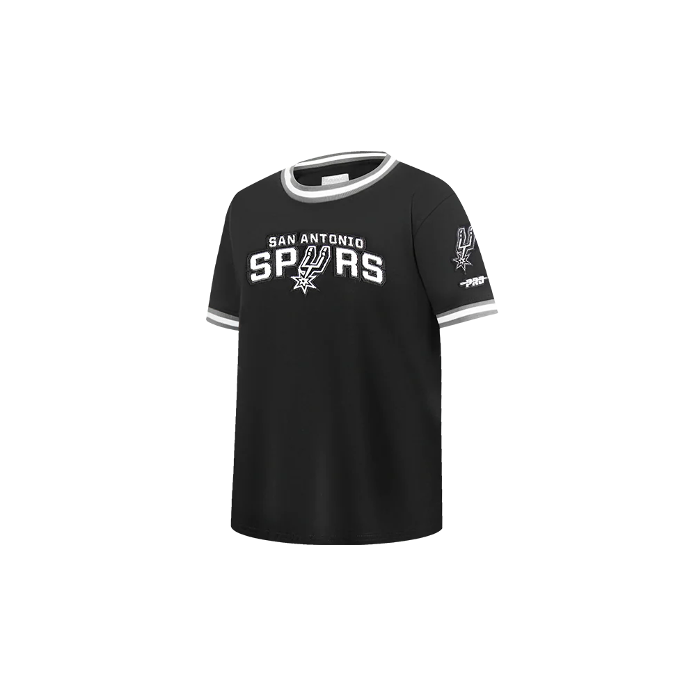 NBA SAN ANTONIO SPURS CLASSIC TODDLER BOYS SHORT SLEEVE STRIPED RIB TEE (BLACK/GRAY) - Image 2