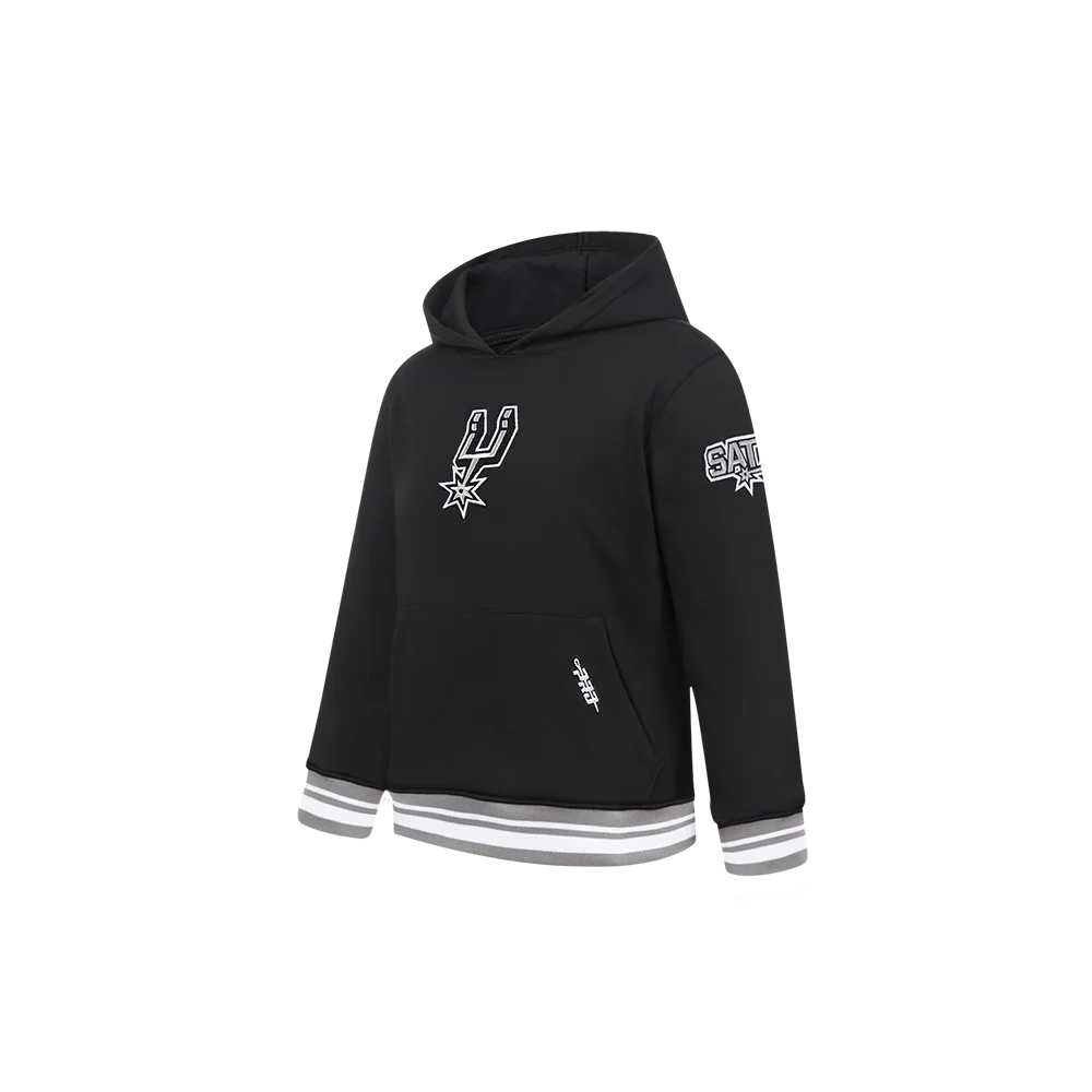 NBA SAN ANTONIO SPURS RETRO CLASSIC TODDLER BOYS RIB FLEECE PULLOVER HOODIE (BLACK/GRAY) - Image 2