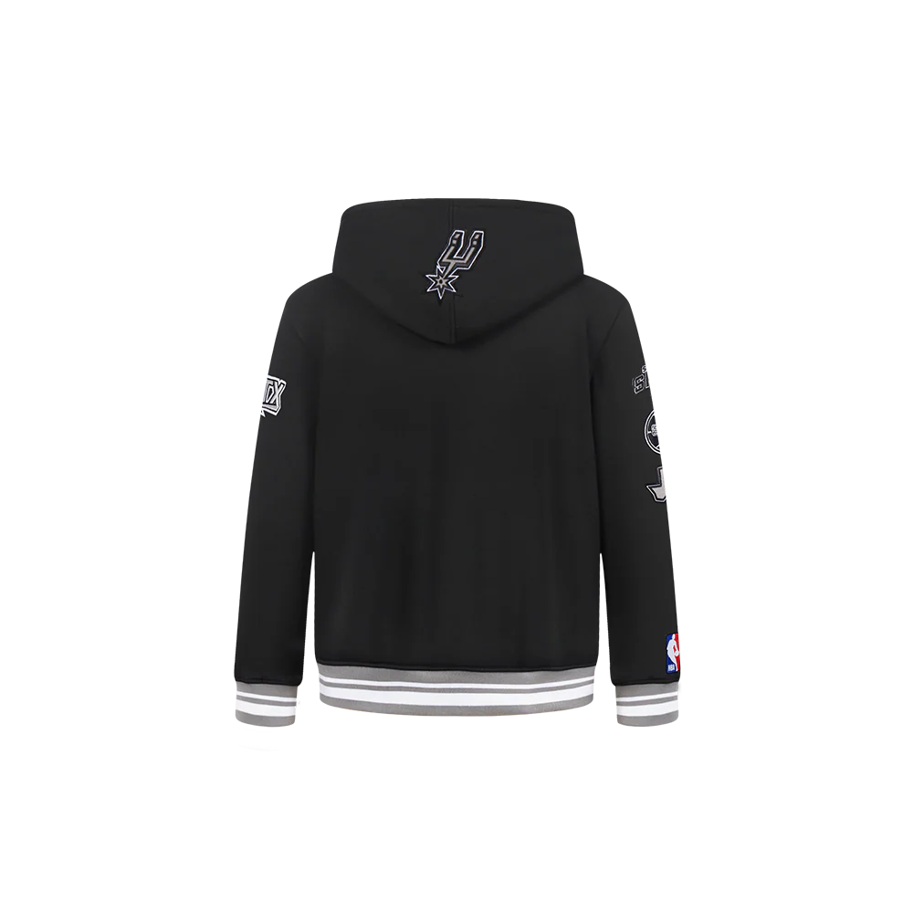 NBA SAN ANTONIO SPURS RETRO CLASSIC TODDLER BOYS RIB FLEECE PULLOVER HOODIE (BLACK/GRAY) - Image 3