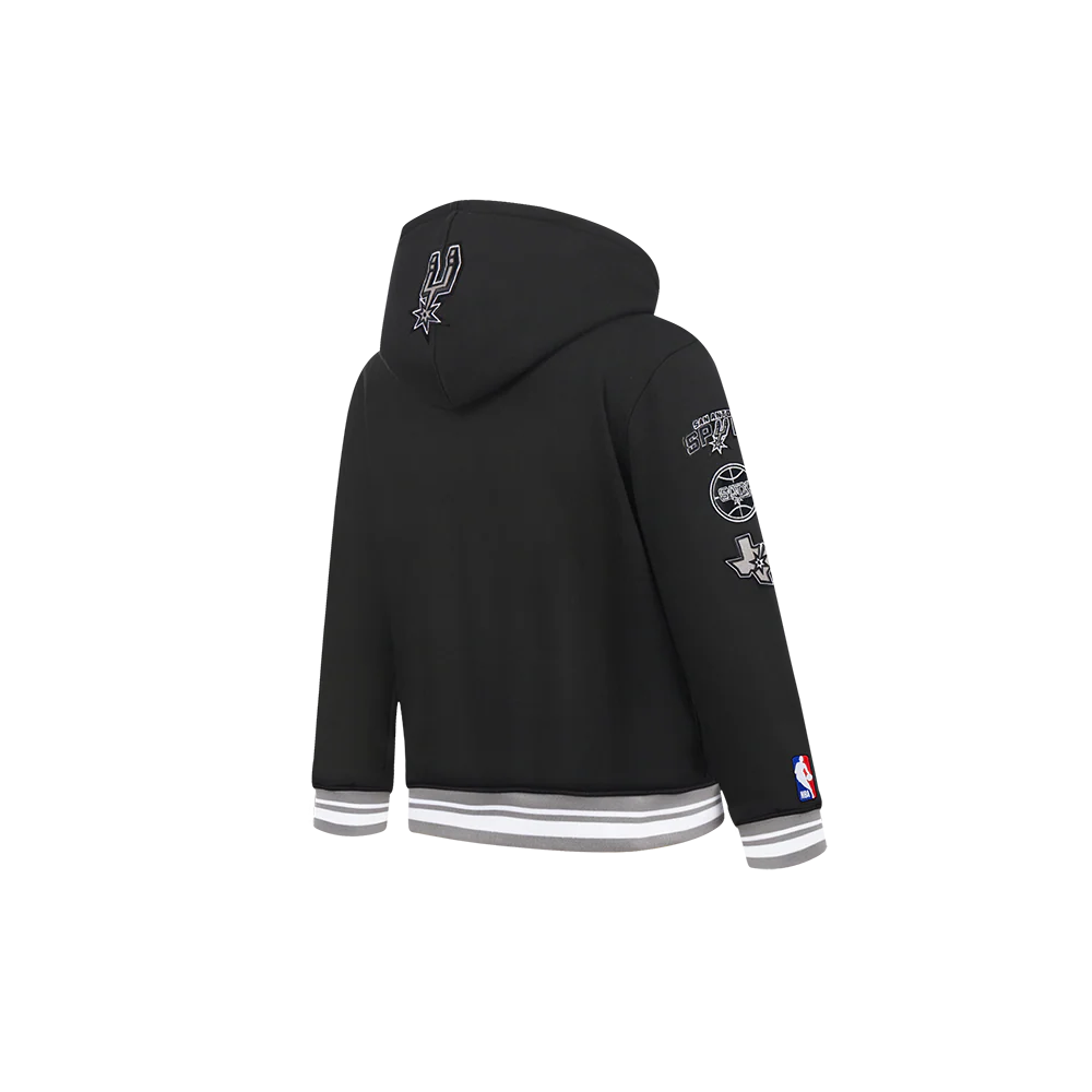 NBA SAN ANTONIO SPURS RETRO CLASSIC TODDLER BOYS RIB FLEECE PULLOVER HOODIE (BLACK/GRAY) - Image 4