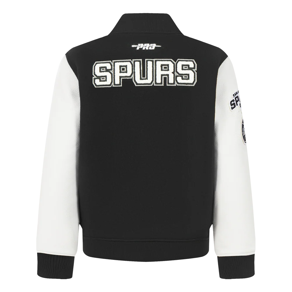 NBA SAN ANTONIO SPURS CLASSIC TODDLER BOYS WOOL VARSITY JACKET (BLACK/WHITE) - Image 3